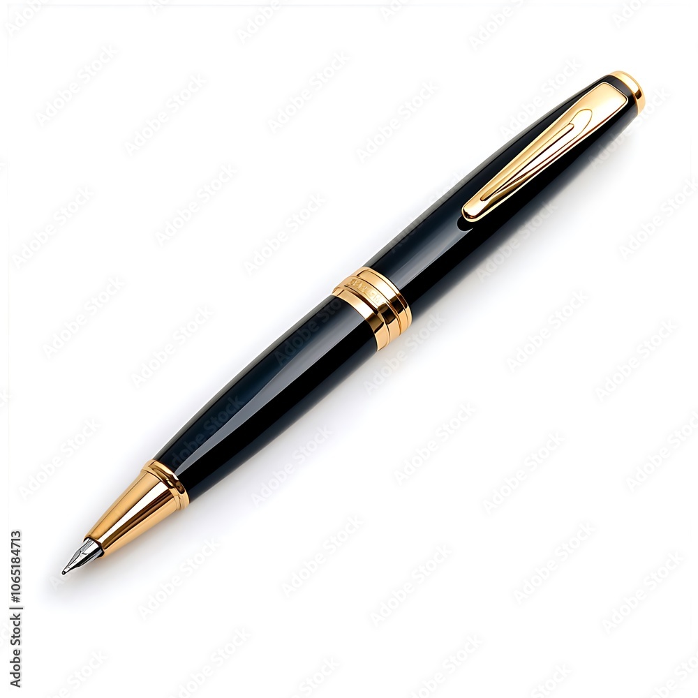 Naklejka premium Black and Gold Pen on White Background