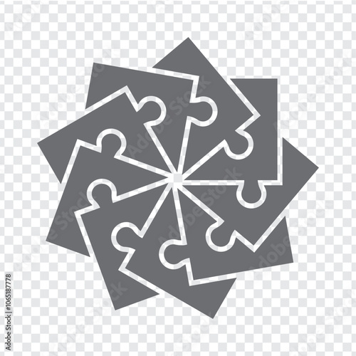 Simple icon puzzle in gray. Simple icon square puzzle of the nine elements  on transparent background for your web site design, app, UI. EPS10.