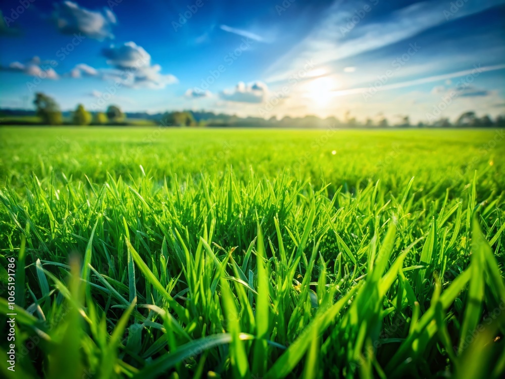 Fototapeta premium Green field backdrop, perfect for text. AI-generated.