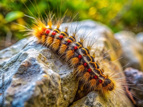 Gypsy Moth Caterpillar on Stone - High Depth of Field