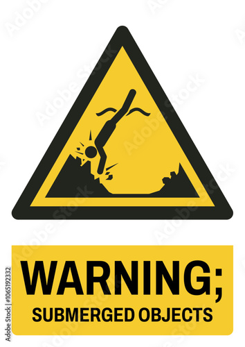ISO warning safety signs tex variation_warning ; submerged object_portrait size a4/a3/a2/a1	

