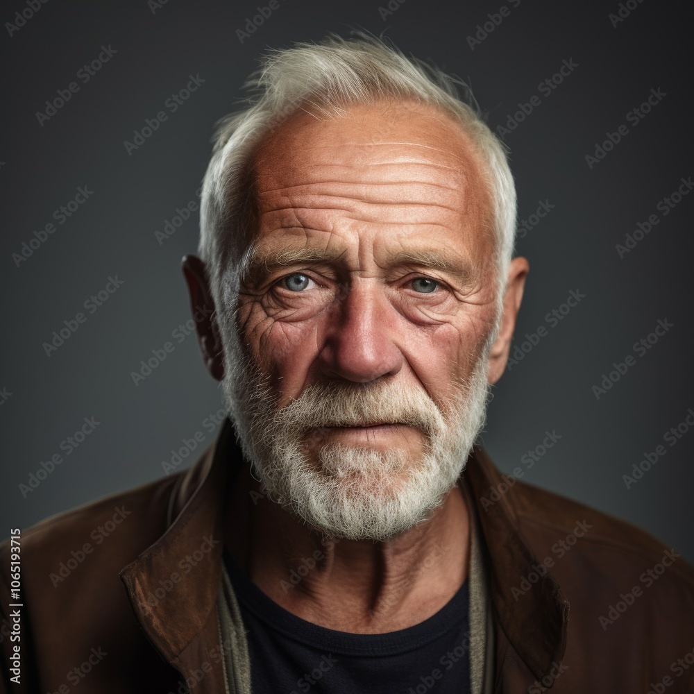 Obraz premium Dutch old man in relaxed attire with friendly demeanor against a lively studio background