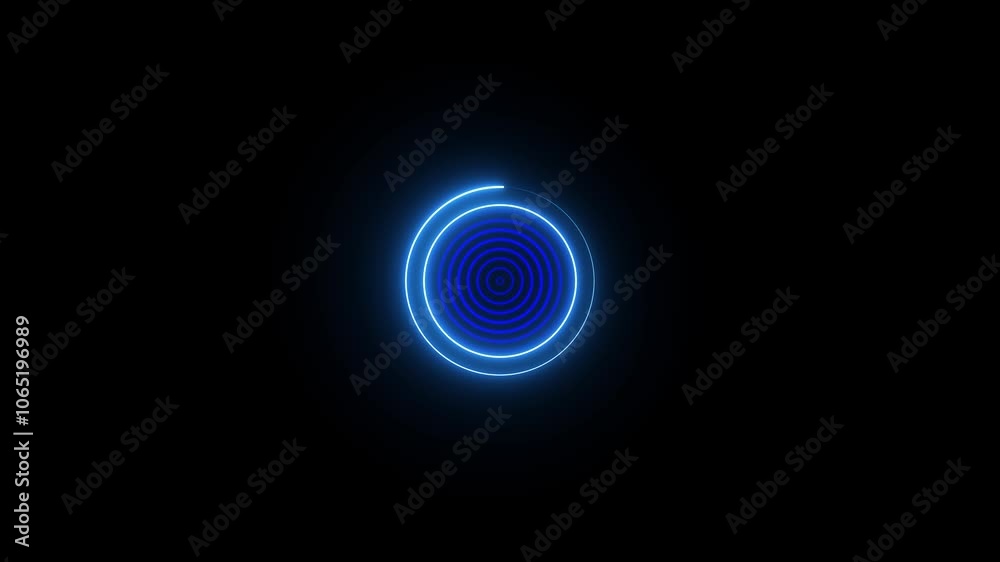 Radio wave signal animation with neon line circle. Radio wave signal animation with neon line circle.