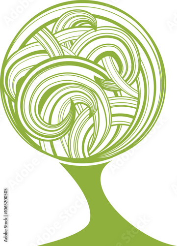 Abstract tree with curly hair instead leaves