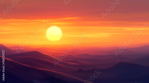 sunset over serene desert sand dunes with warm golden tones creating a tranquil wellness atmosphere
