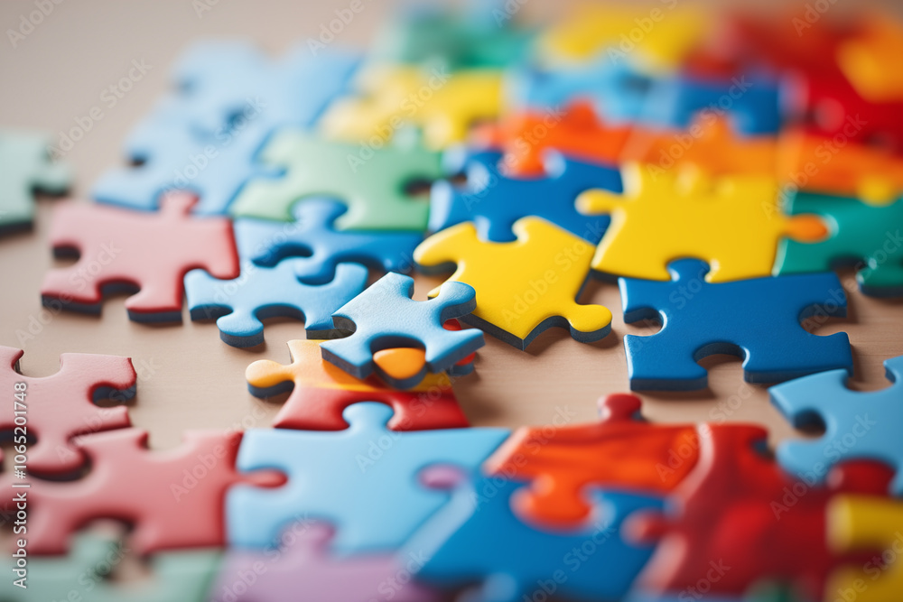 Fototapeta premium Colorful Puzzle Pieces for Problem-Solving