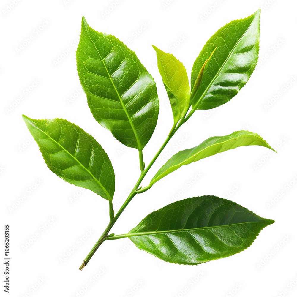 Fototapeta premium Green tea leaves png