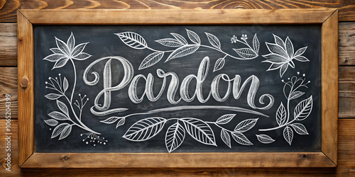 Chalkboard Style Pardon with Leaf Decoration photo