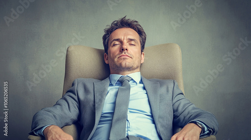 Middle-aged man avoiding work with a relaxed expression