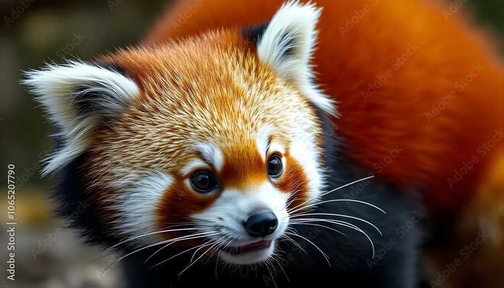 Obraz premium Close-up of a red panda capturing its charm and playful nature in a serene setting