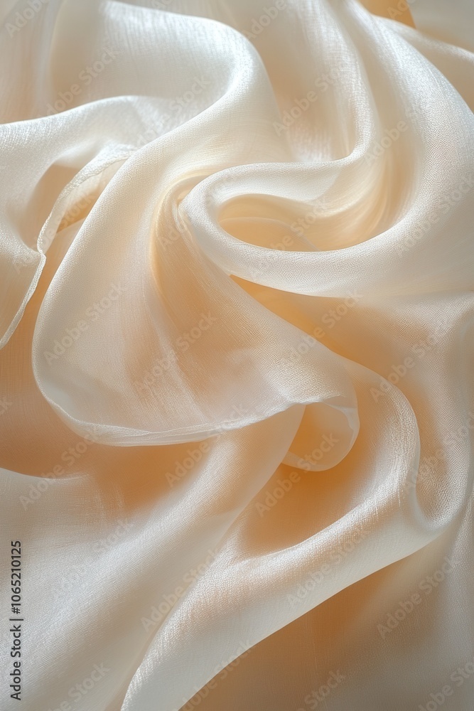 Obraz premium A close up view of luxurious natural silk highlights its exquisite iridescent texture and the graceful play of light across the surface. This fabric embodies sophistication, making it ideal for upscal