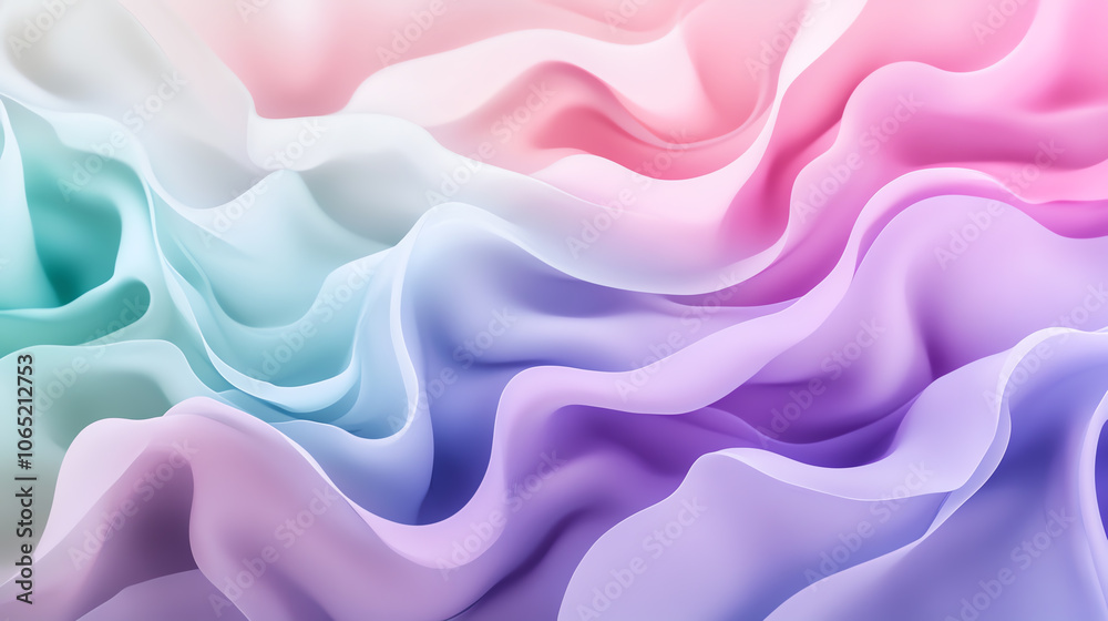 Obraz premium Abstract gradient with smooth transitions from lavender to mint green and soft coral, creating a gentle background