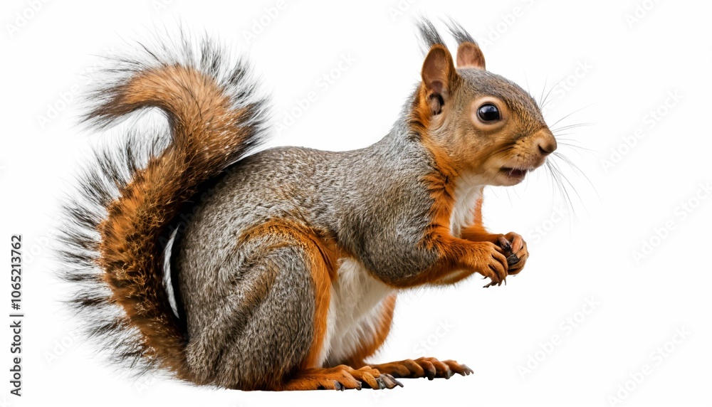 Fototapeta premium Squirrel side view full body isolate on white background PNG