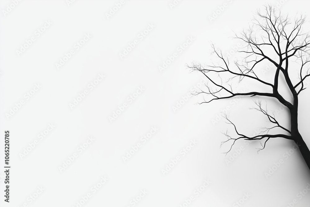 Obraz premium Silhouetted tree branches against a pale background in an artistic monochrome style