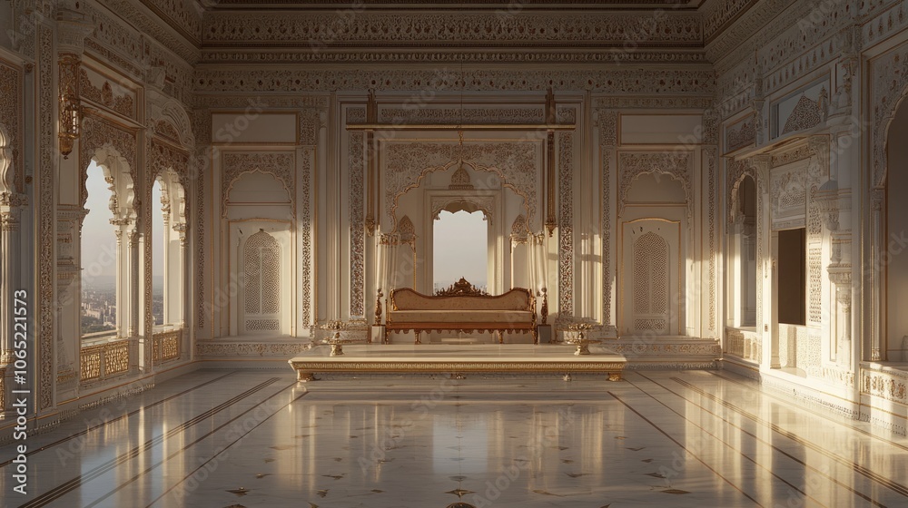 Fototapeta premium Luxurious Palace Interior with Ornate Details