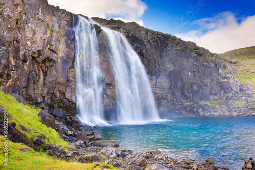 Fossfjörður waterfall in th...