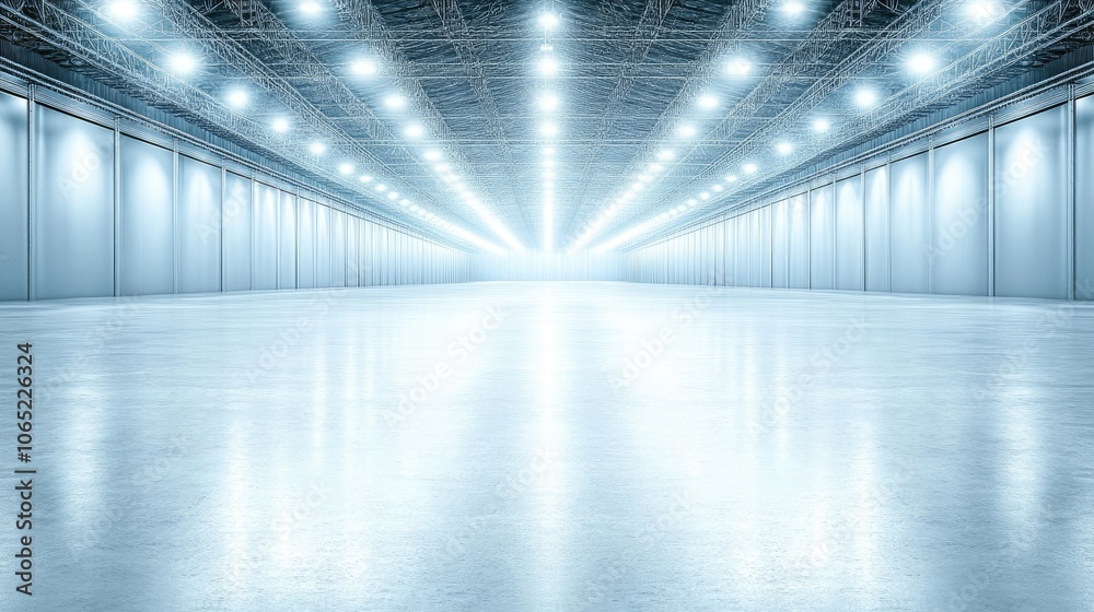 Obraz premium Modern Warehouse Interior with Bright Lighting Effects