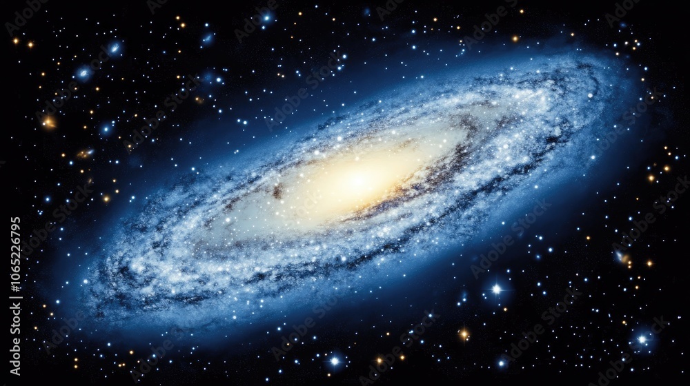 Obraz premium Stunning Spiral Galaxy with Bright Star Clusters