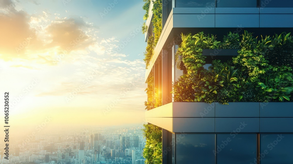 Picture of Sustainable smart eco city and greenery concept. Rainwater harvesting ...