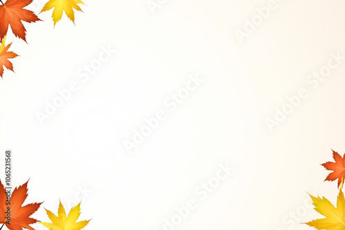 Frame of autumn bright maple leaves on a white background, minimalism