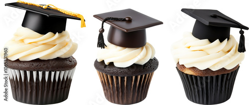 graduation cupcake isolated on transparent background