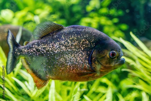 Obraz na płótnie
The Natterer's saw tetra, also known as the red piranha or Pygocentrus nattereri, is a freshwater fish native to the tropical waters of South America. w salonie