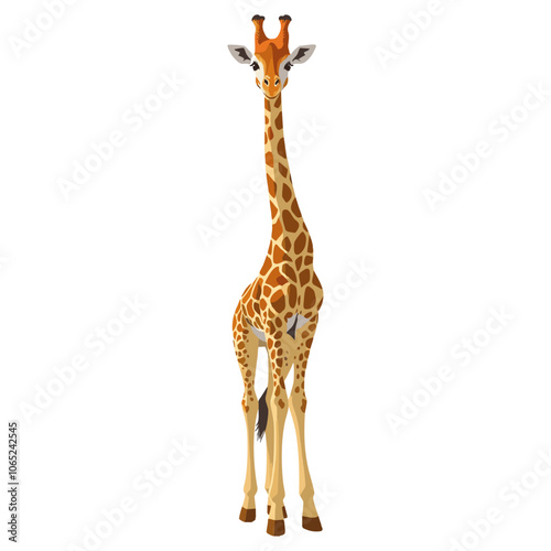 Vector, full body photograph of a giraffe