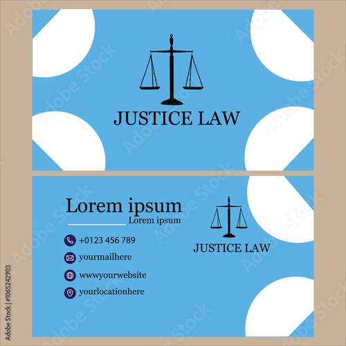 This design combines the reliability of the justice system with the calming, reassuring hues of the sky, projecting trust and professionalism.