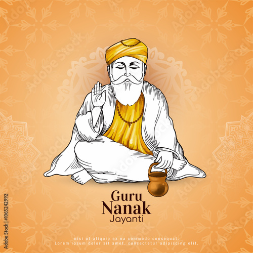 Happy Guru Nanak jayanti sikh festival celebration background
