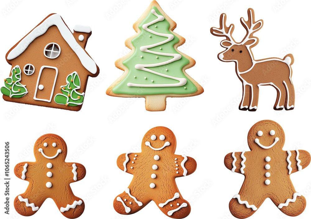 Naklejka premium christmas gingerbread house Cookie isolated on transparent background PNG, Dessert Christmas decoration