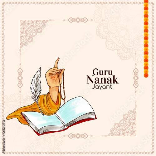 Happy Guru Nanak jayanti sikh festival celebration background