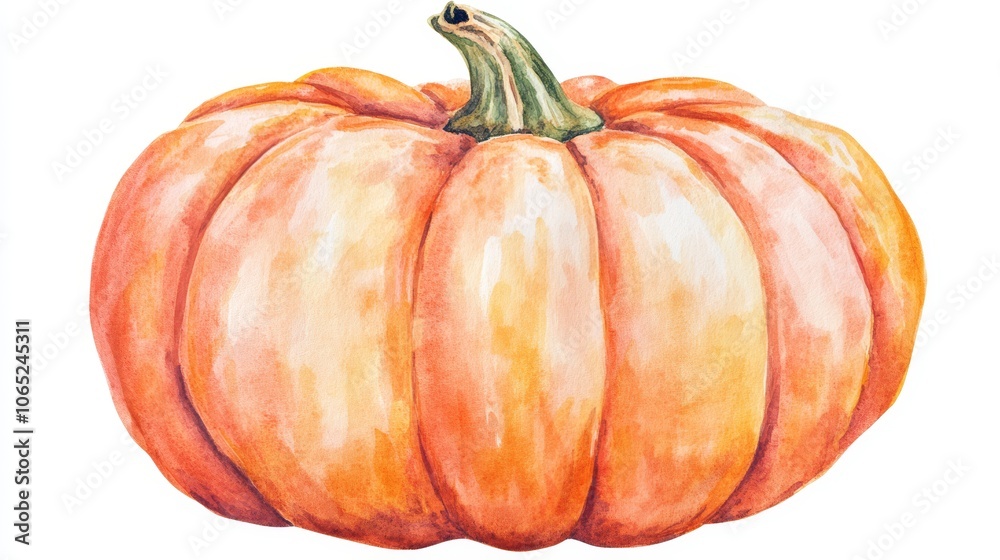 Obraz premium Watercolor Illustration of a Vibrant Orange Pumpkin