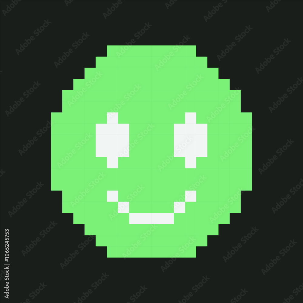 Obraz premium Pixel Art Retro Emoticon Smile Face Y2k.