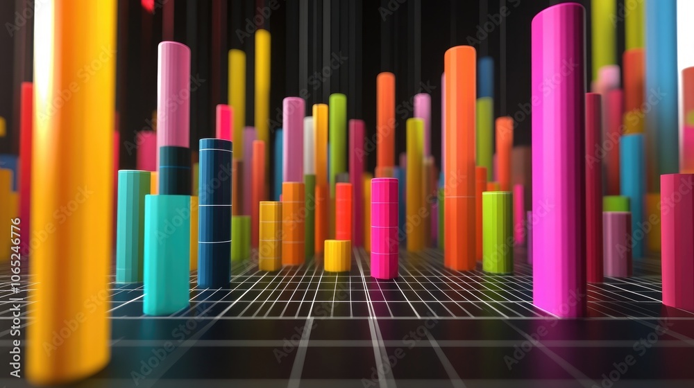 Obraz premium Colorful Abstract 3D Chart with Cylindrical Shapes