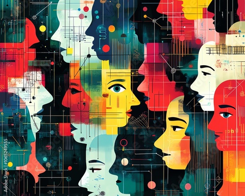 Conceptual artwork of a complex network of individuals linked by lines