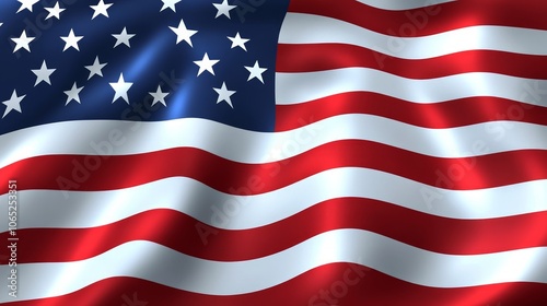 Waving American Flag Displaying Stars and Stripes