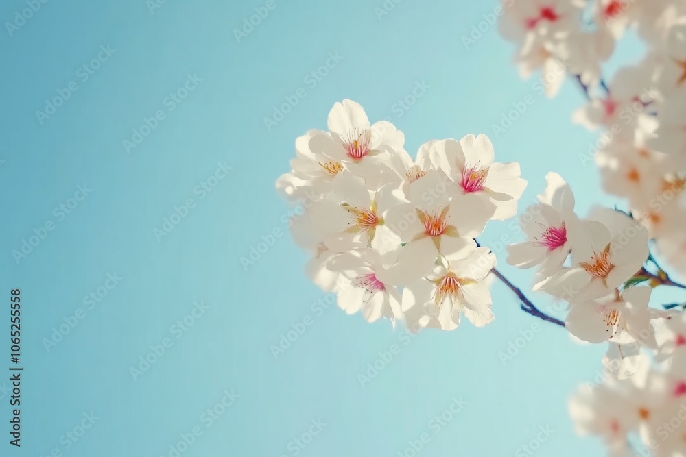 Fototapeta premium Cherry Blossoms Illuminated by Spring Sunlight