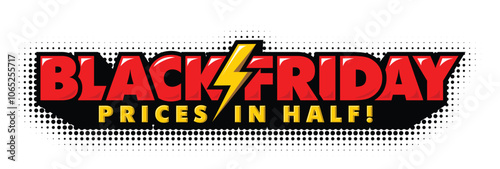 Black friday best deals. Sale event web banner with prices in half. Vector layout on transparent background