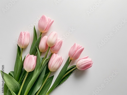 Obraz na płótnie Fresh pink tulip flowers bouquet isolated on white background with copy space w salonie