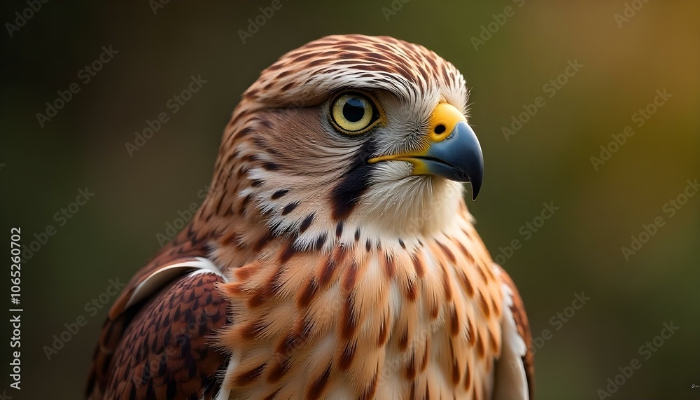 Obraz premium Close-up of a Common Kestrel showcasing natural textures and intricate details in realistic lighting