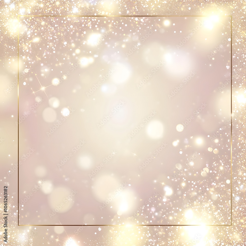 Golden Glitter Sparkle Background with Square Frame for Luxury Wedding Holiday Design Golden Glitter Sparkle Background with Square Frame for Luxury Wedding Holiday Design