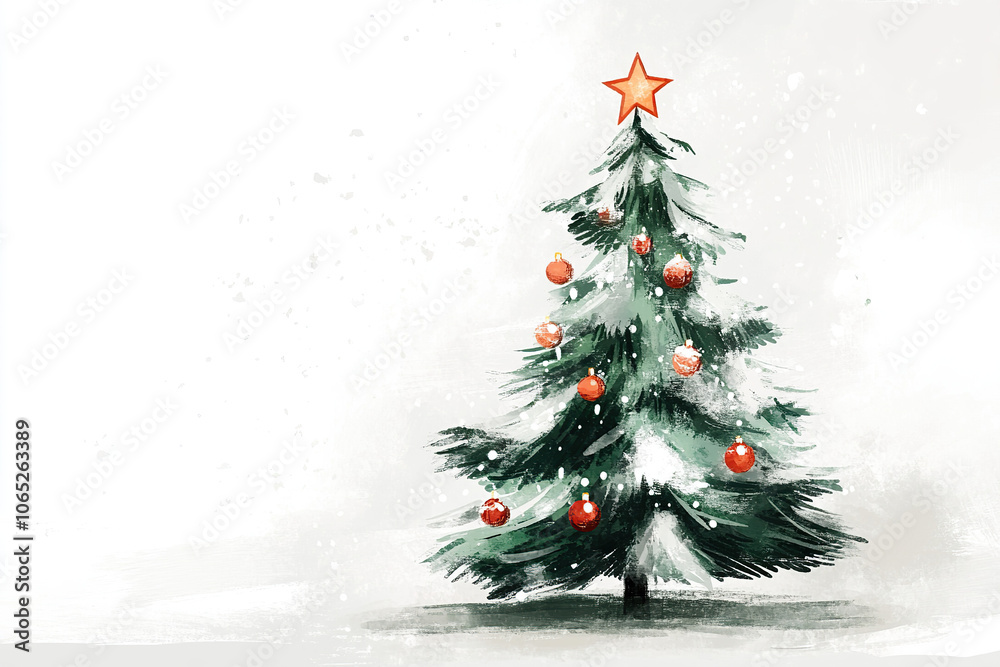 Obraz premium Elegant Christmas Tree on White Winter Background