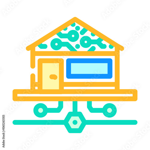 smart technology green building color icon vector. smart technology green building sign. isolated symbol illustration