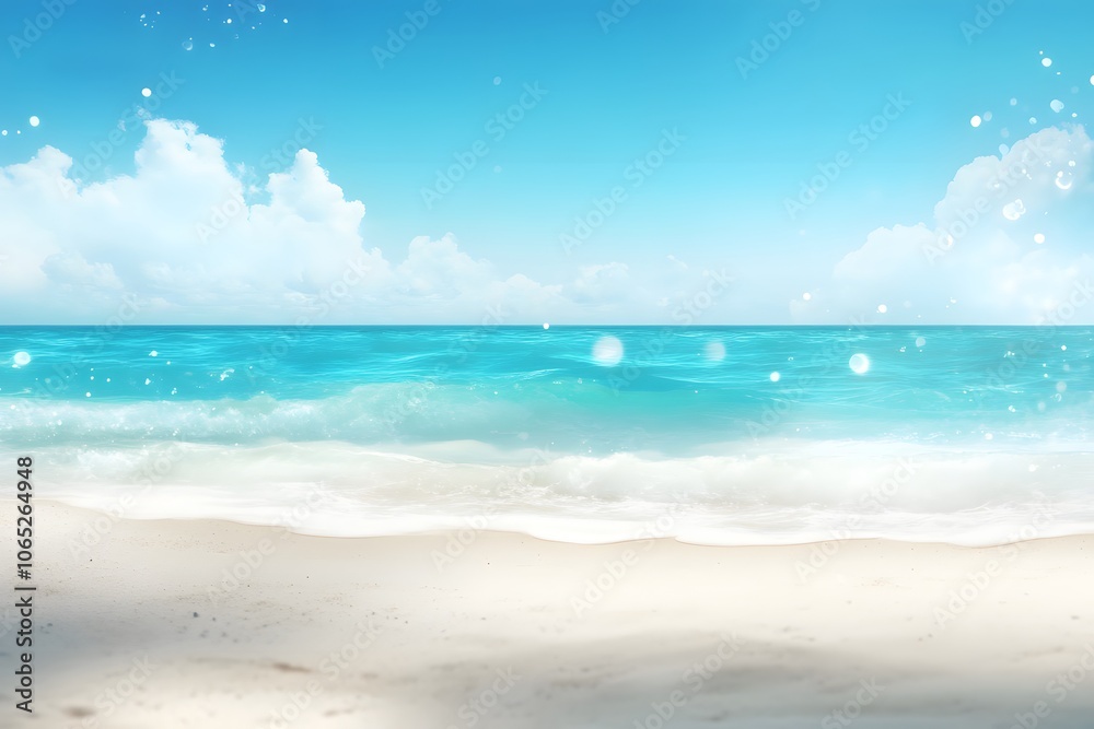 Fototapeta premium Tropical Beach with Blue Sky and White Sand