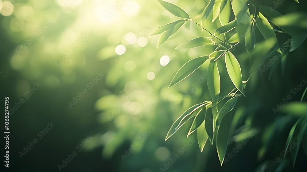 Obraz premium Sunlit Leaf Edges in Peaceful Natural Setting with Soft Green Background