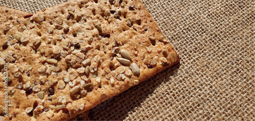 Whole grain biscuits with seeds, cookie. Cookies with seeds. Healthy crunchy biscuits. Diet low carb cookies. Diabetic cracker.