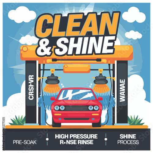 Retro Style Car Wash Poster Template