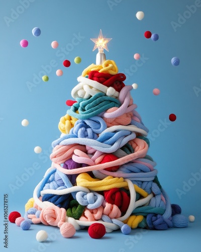 Colorful Yarn Tree with Decorative Ornaments