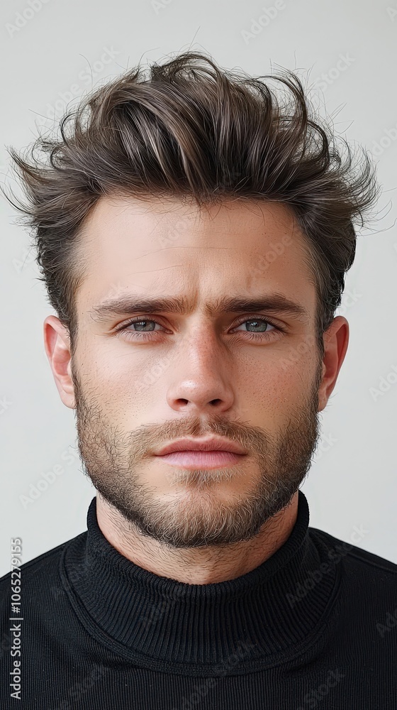 Fototapeta premium A man with a shaved head and a beard