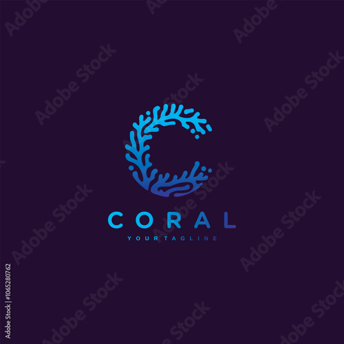 letter C coral logo design vector illustration